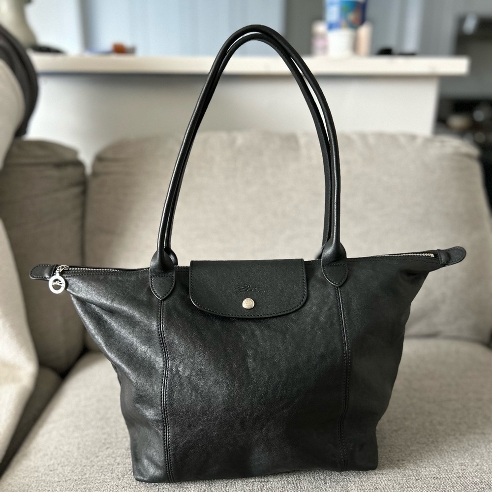 Longchamp Lepliage Cuir Large Tote Black MIF